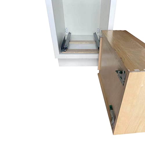 Bottom Mount Pull-Out Trash Can Wood Drawer for Kitchen Cabinet w/ Dual 45 Quart Waste Trash Garbage Bins