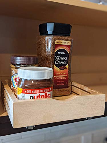 B9 Bottom-Mount Wood Pull Out Spice Rack Drawer Shelf for Upper Kitchen Cabinets and Pantry Closet, for Spices, Sauces, Canned Food etc…