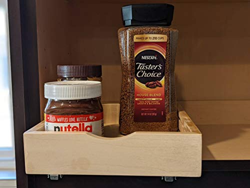 B9 Bottom-Mount Wood Pull Out Spice Rack Drawer Shelf for Upper Kitchen Cabinets and Pantry Closet, for Spices, Sauces, Canned Food etc…