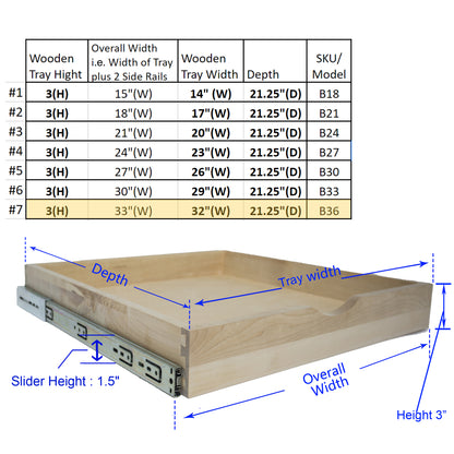 B18~B36 DIY Slide Out Cabinet Shelf Pull-Out Wood Drawer Storage