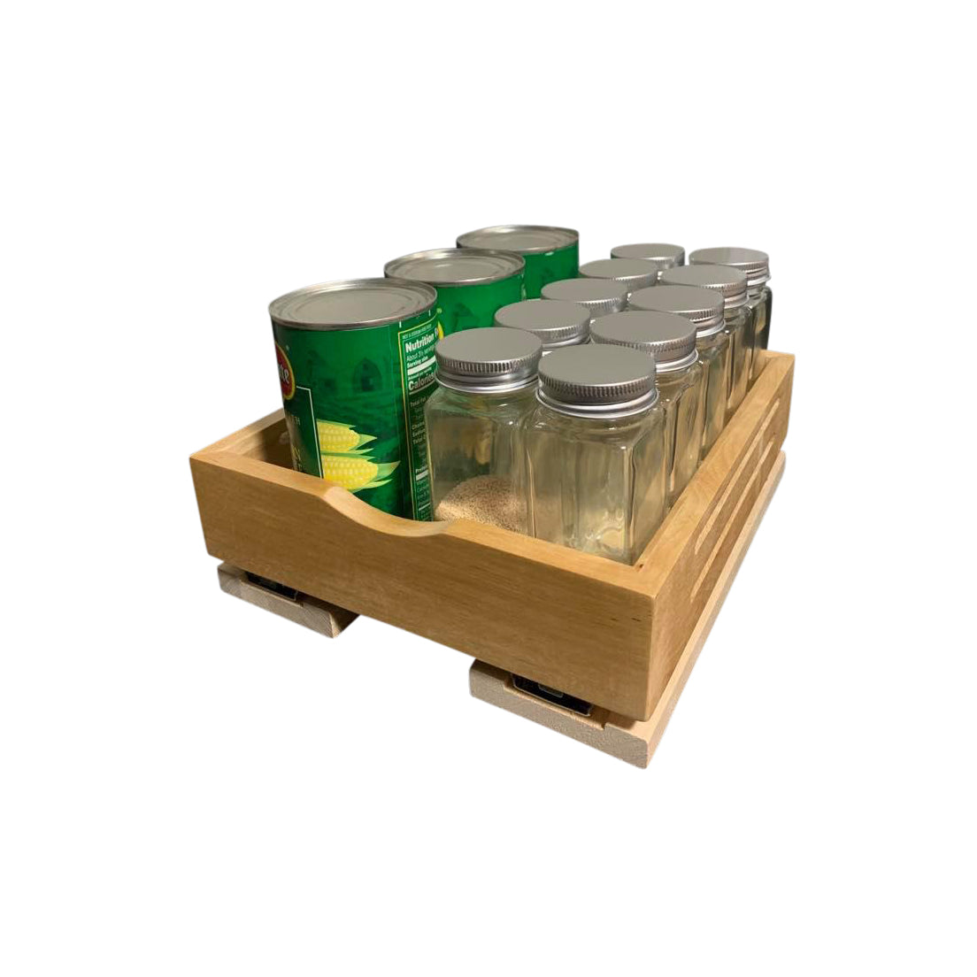 B9 Bottom Mount Wood Pull Out Spice Rack Drawer Shelf for Upper